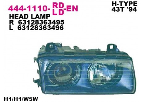 Фара передн прав BMW: E36 94-97, HELLA-TYPE